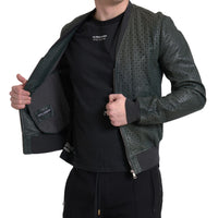 Dolce & Gabbana Emerald Green Goatskin Bomber Jacket