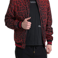 Dolce & Gabbana Red Leopard Print Bomber Jacket