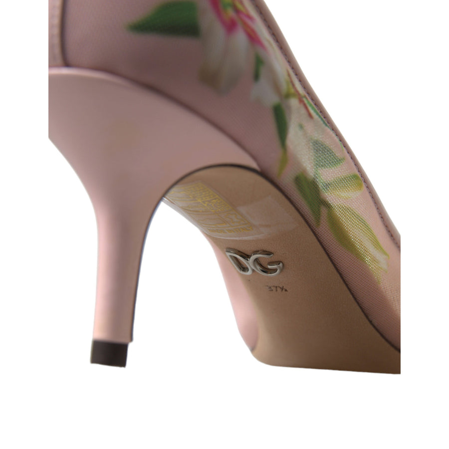 Dolce & Gabbana Elegant Pink Floral Crystal Pumps