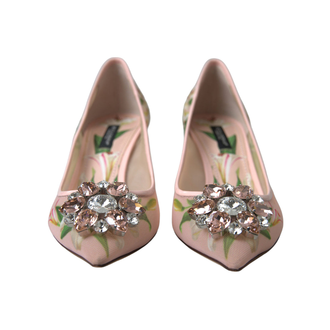 Dolce & Gabbana Elegant Pink Floral Crystal Pumps