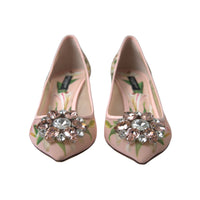 Dolce & Gabbana Elegant Pink Floral Crystal Pumps