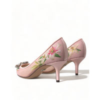 Dolce & Gabbana Elegant Pink Floral Crystal Pumps