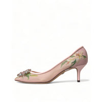 Dolce & Gabbana Elegant Pink Floral Crystal Pumps