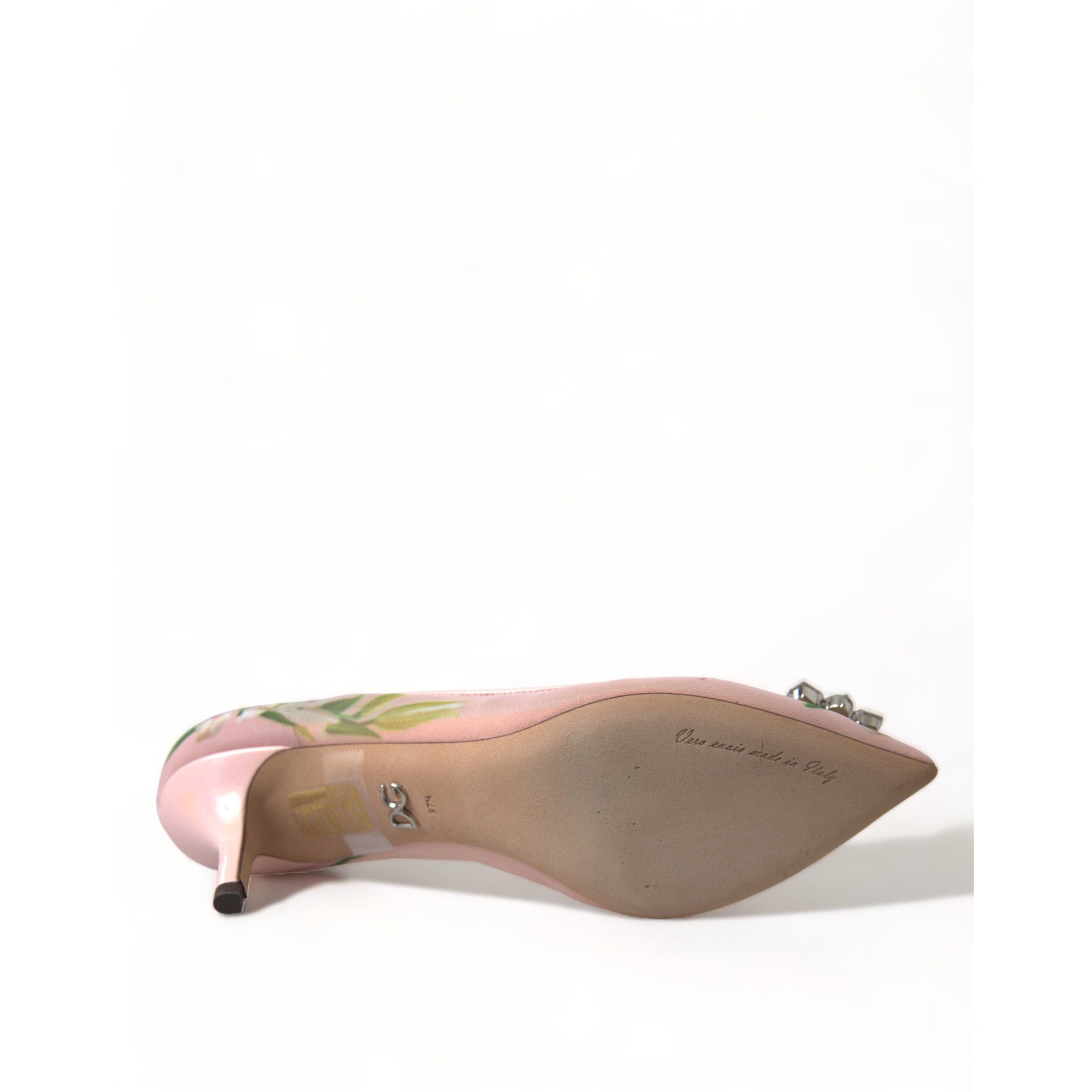 Dolce &amp; Gabbana Elegant Pink Floral Crystal Pumps