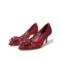 Dolce & Gabbana Radiant Red Lace Heels with Crystals