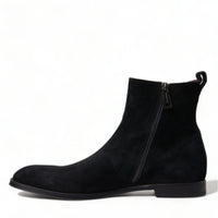 Dolce & Gabbana Elegant Black Velvet Mid-Calf Boots