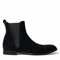 Dolce & Gabbana Elegant Black Velvet Mid-Calf Boots