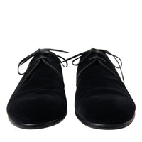 Dolce & Gabbana Elegant Black Velvet Derby Dress Shoes