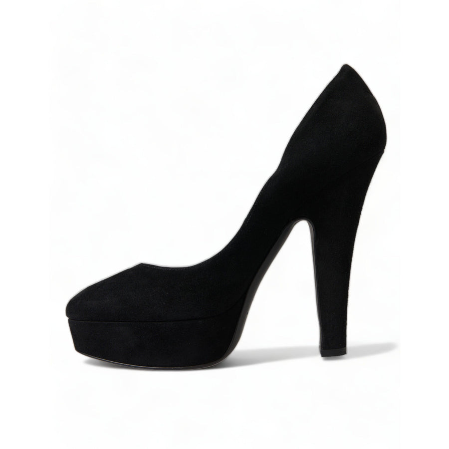 Dolce & Gabbana Black Suede Heeled Pumps Sophistication