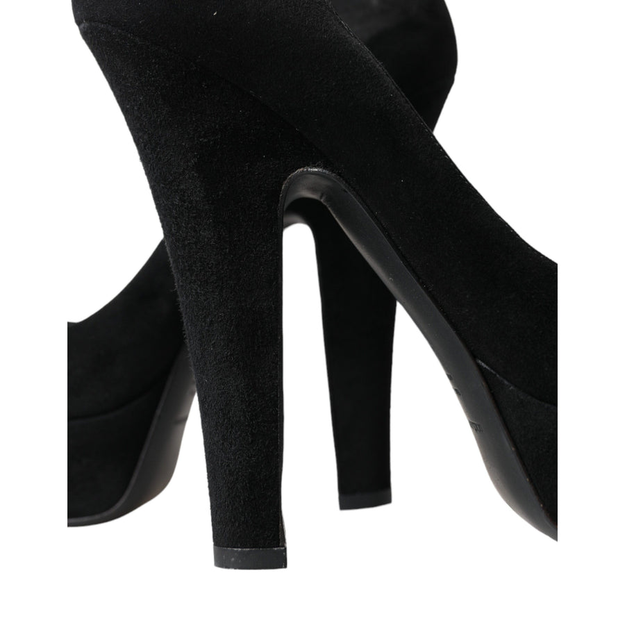 Dolce & Gabbana Black Suede Heeled Pumps Sophistication