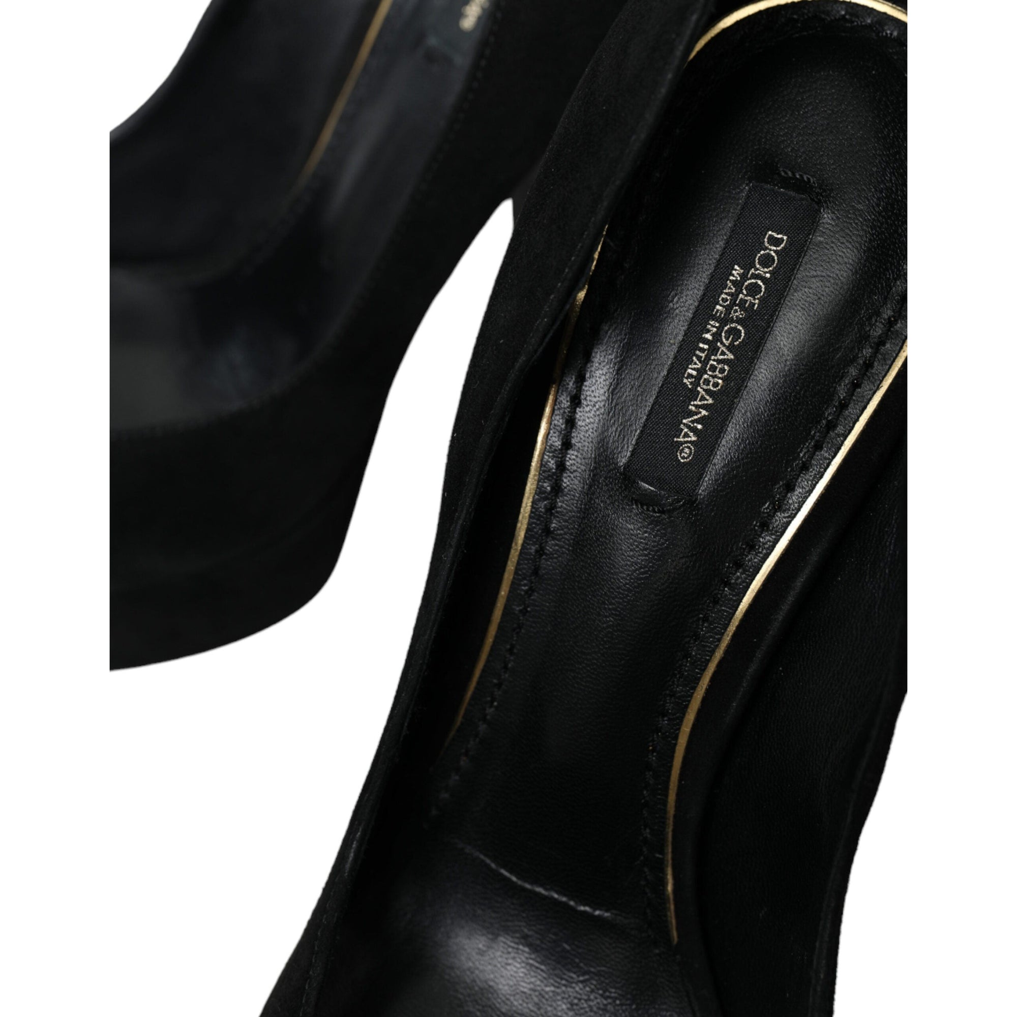 Dolce &amp; Gabbana Black Suede Heeled Pumps Sophistication