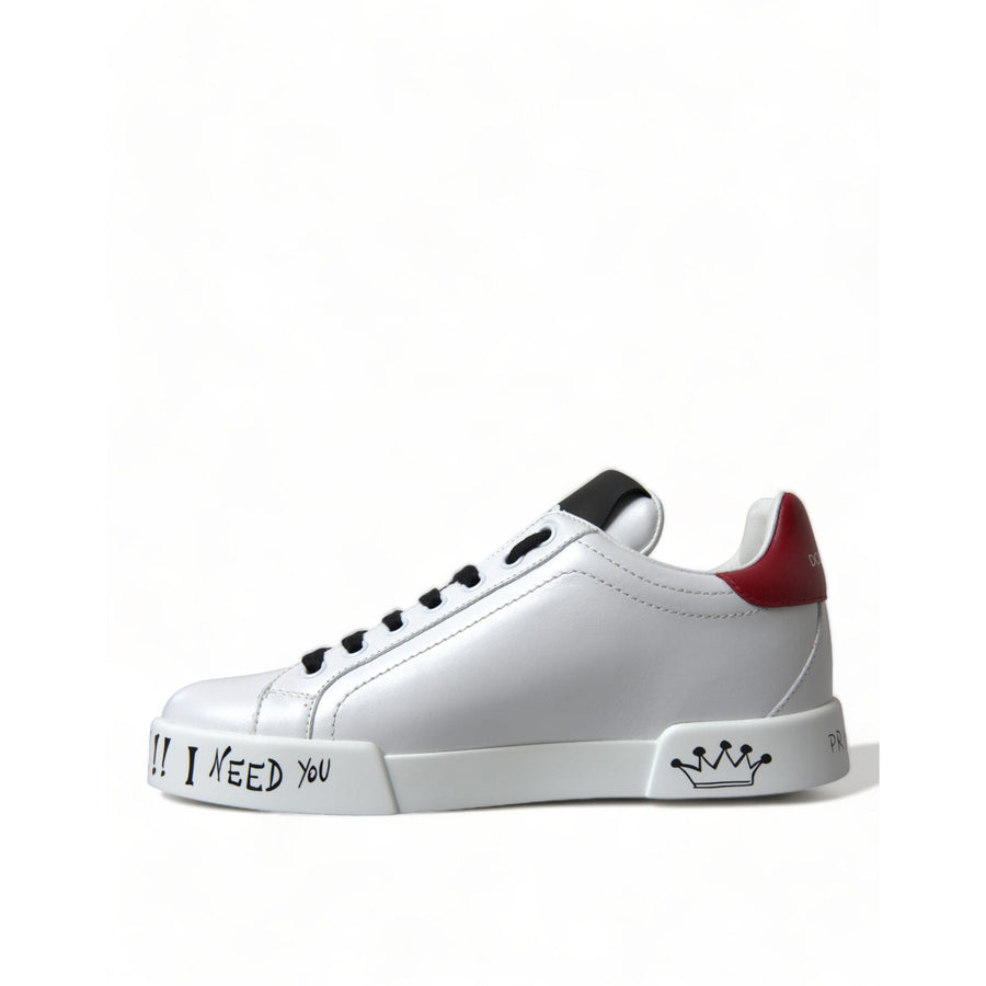 Dolce & Gabbana Chic White Portofino Leather Sneakers