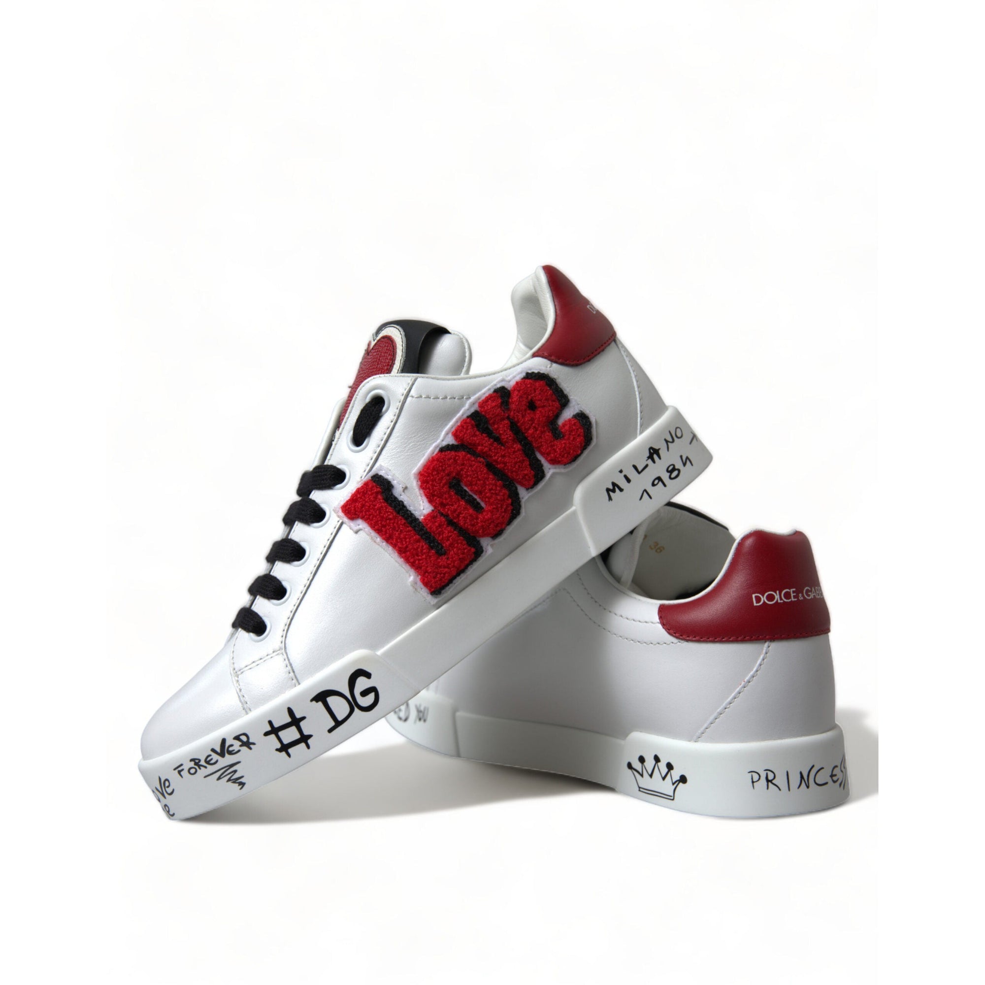 Dolce &amp; Gabbana Chic White Portofino Leather Sneakers