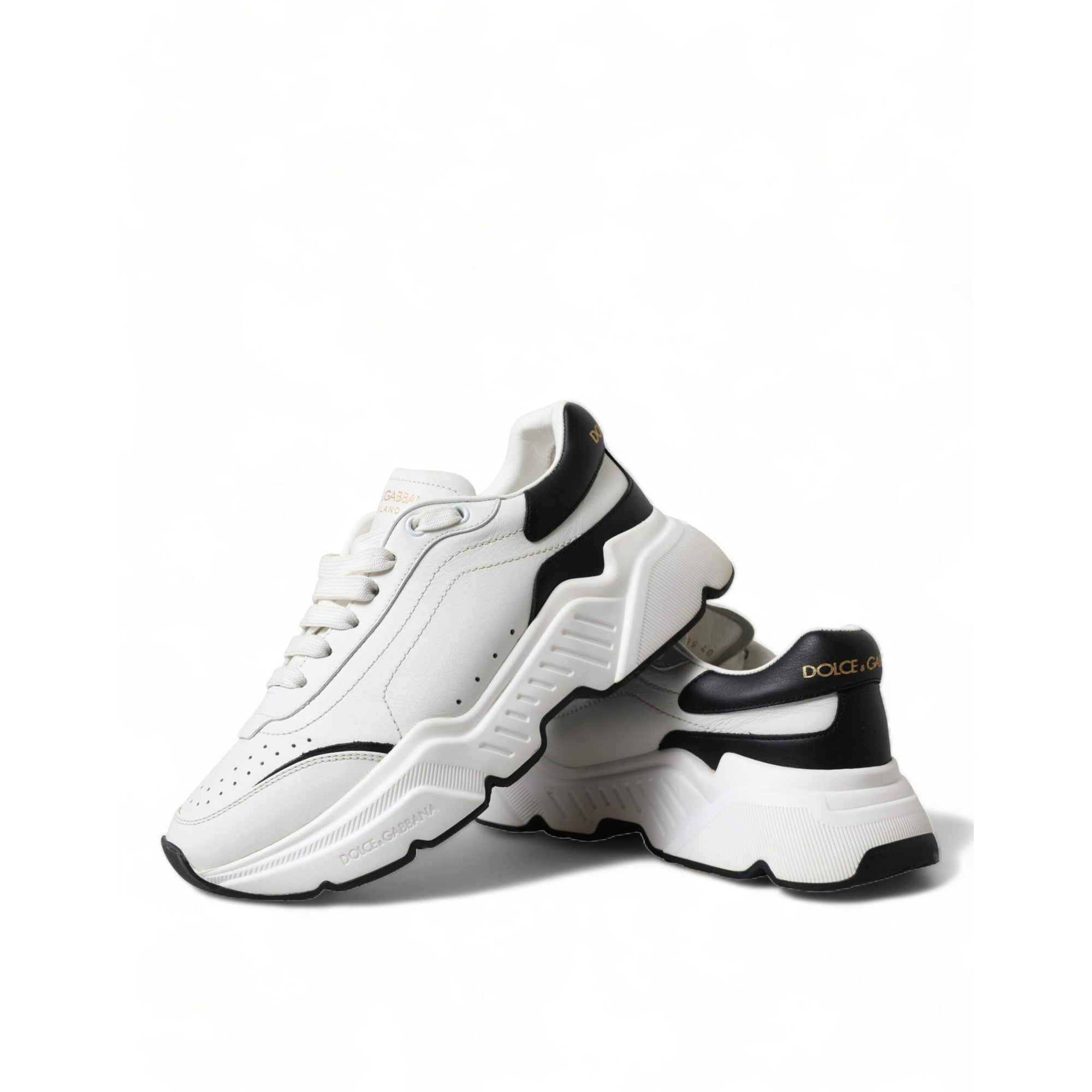 Dolce &amp; Gabbana Chic Black &amp; White Daymaster Leather Sneakers