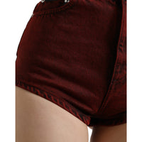 Dolce & Gabbana High Waist Red Denim Hot Pants Shorts