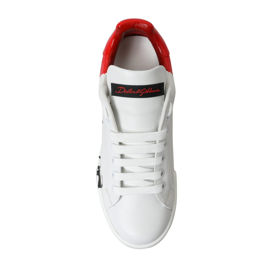 Dolce & Gabbana Elegant White Leather Portofino Sneakers