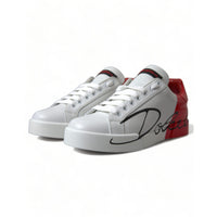 Dolce & Gabbana Elegant White Leather Portofino Sneakers