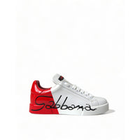 Dolce & Gabbana Elegant White Leather Portofino Sneakers