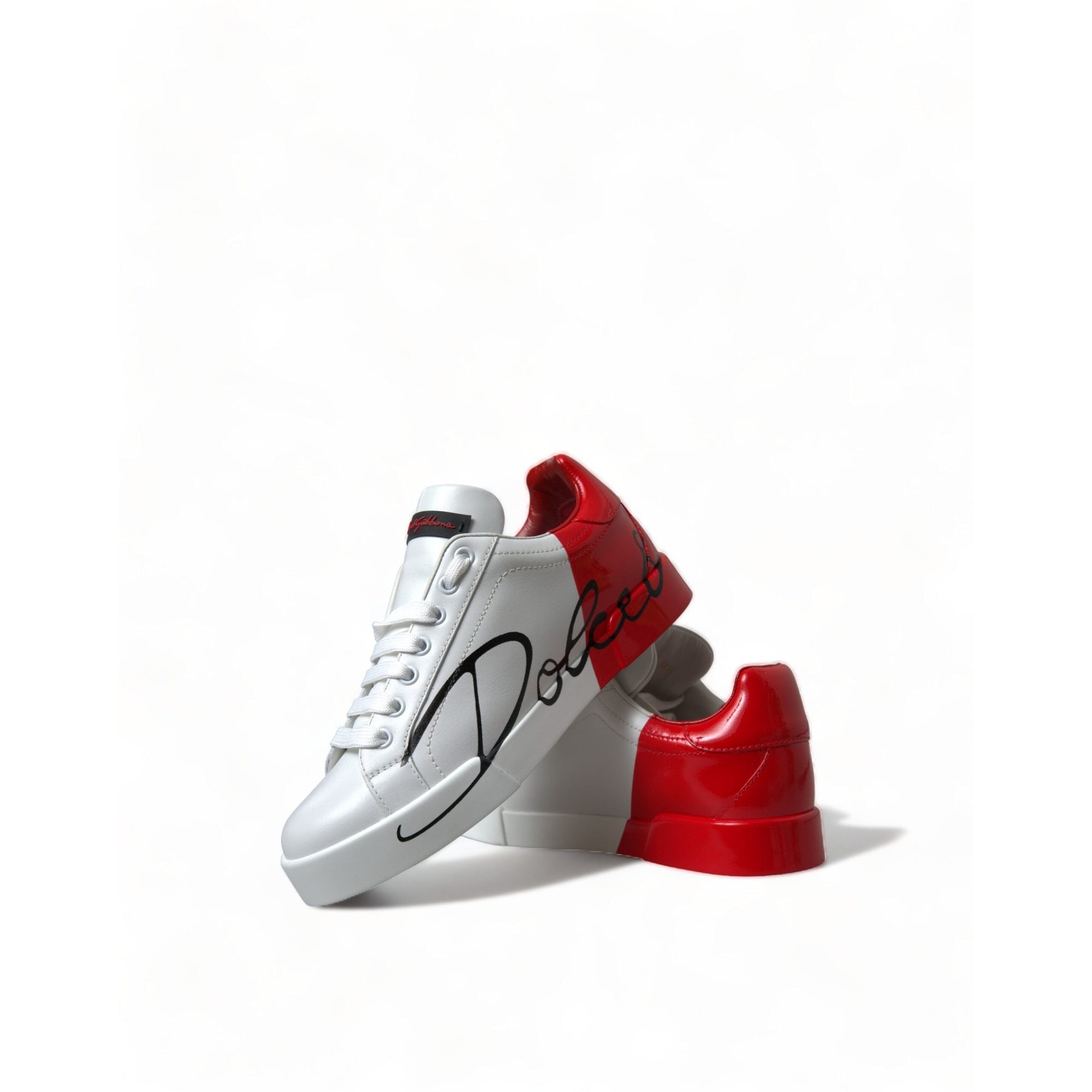 Dolce &amp; Gabbana Elegant White Leather Portofino Sneakers