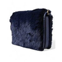 Dolce & Gabbana Exquisite Blue Mink Fur Shoulder Bag