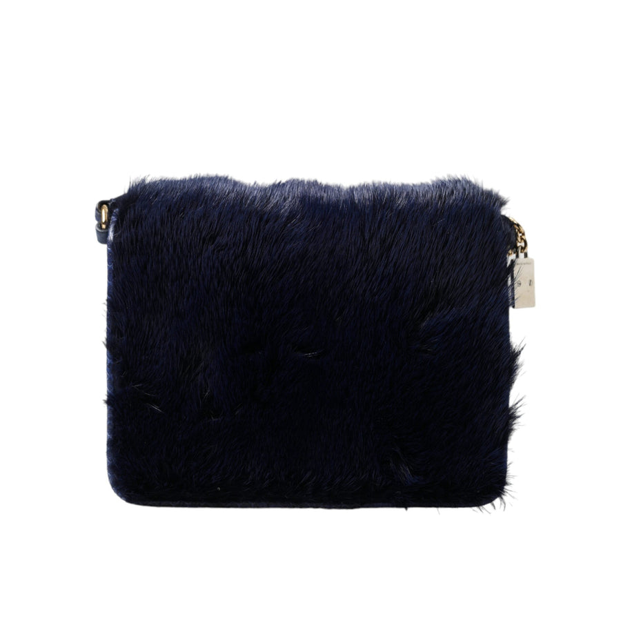 Dolce & Gabbana Exquisite Blue Mink Fur Shoulder Bag