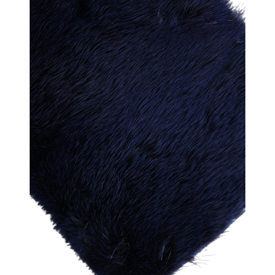 Dolce & Gabbana Exquisite Blue Mink Fur Shoulder Bag