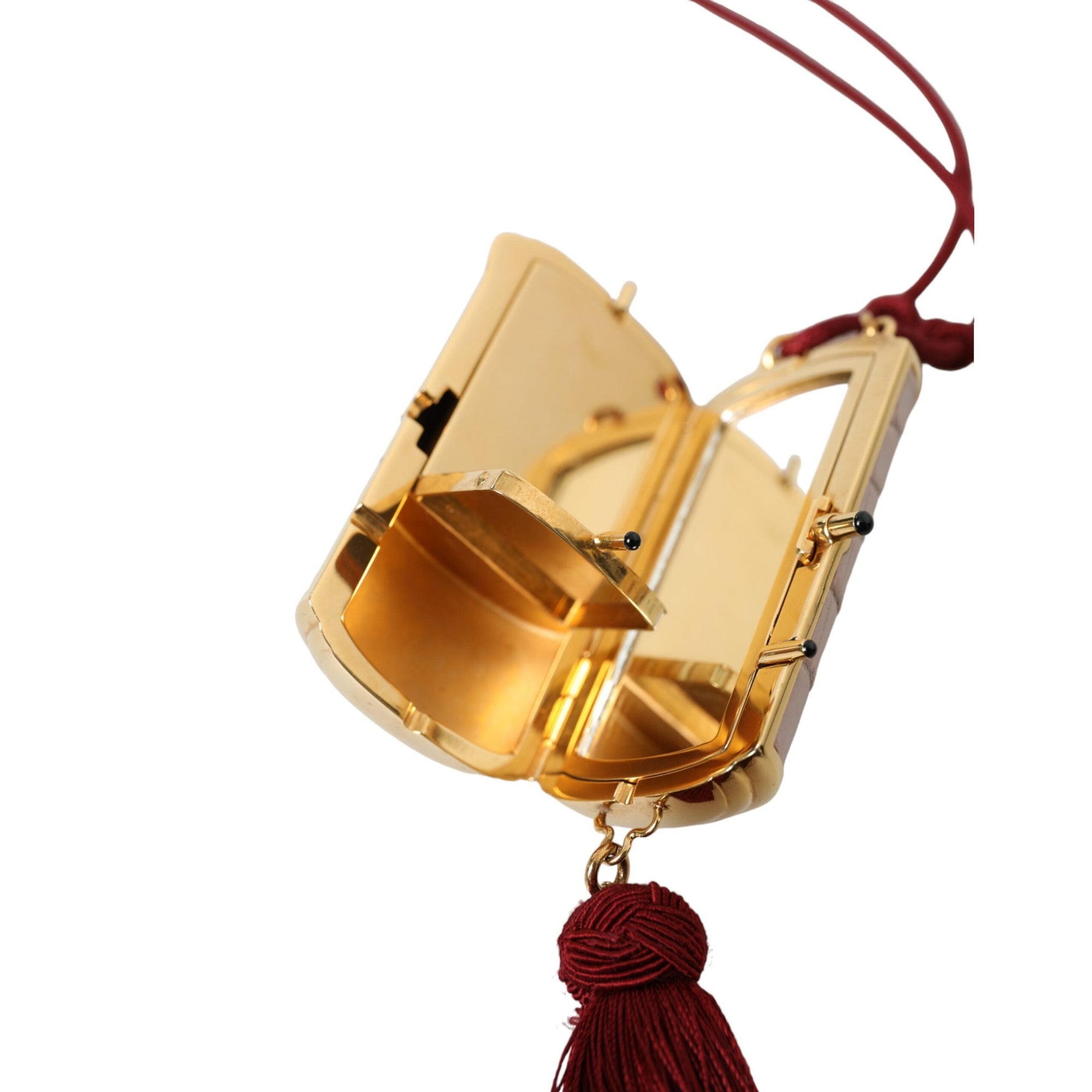 Dolce &amp; Gabbana Exotic Pink Leather Mini Mirror Bag with Tassel