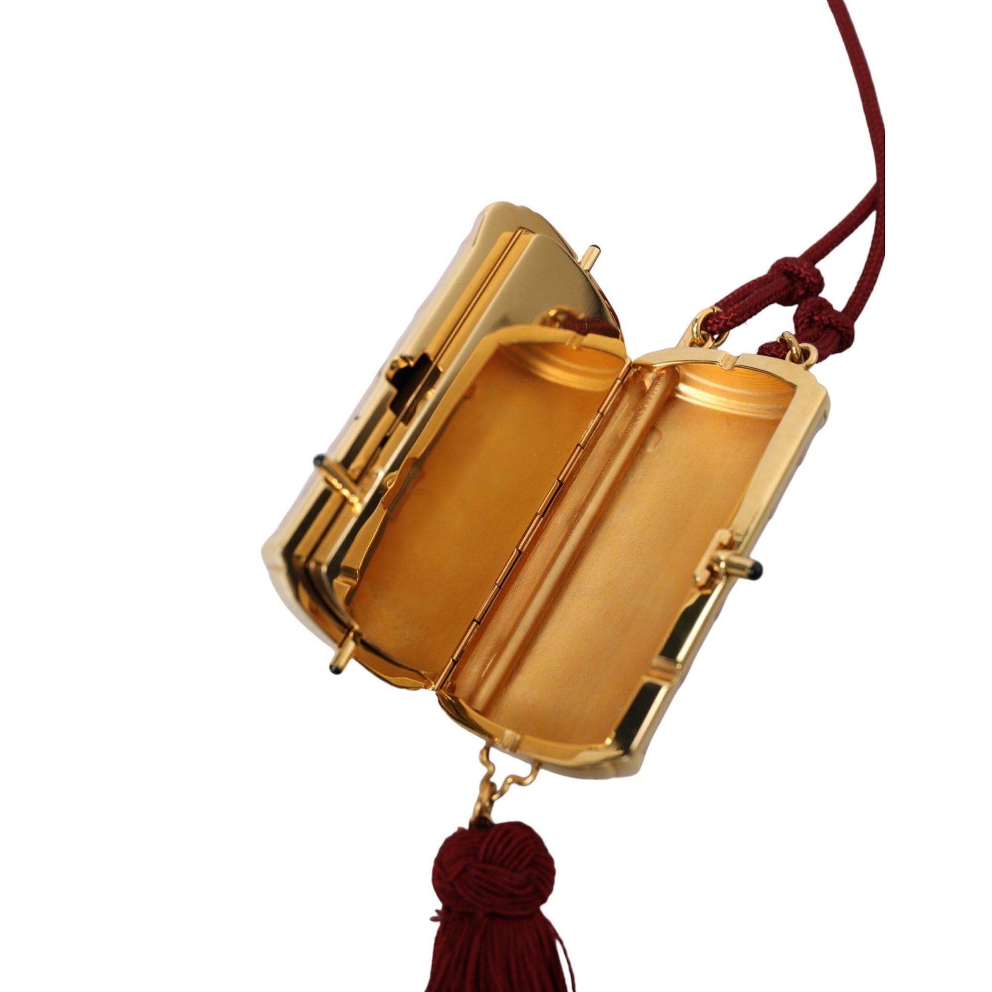 Dolce &amp; Gabbana Exotic Pink Leather Mini Mirror Bag with Tassel