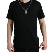 Dolce & Gabbana Sleek Cotton Round Neck T-Shirt with Chain Detail