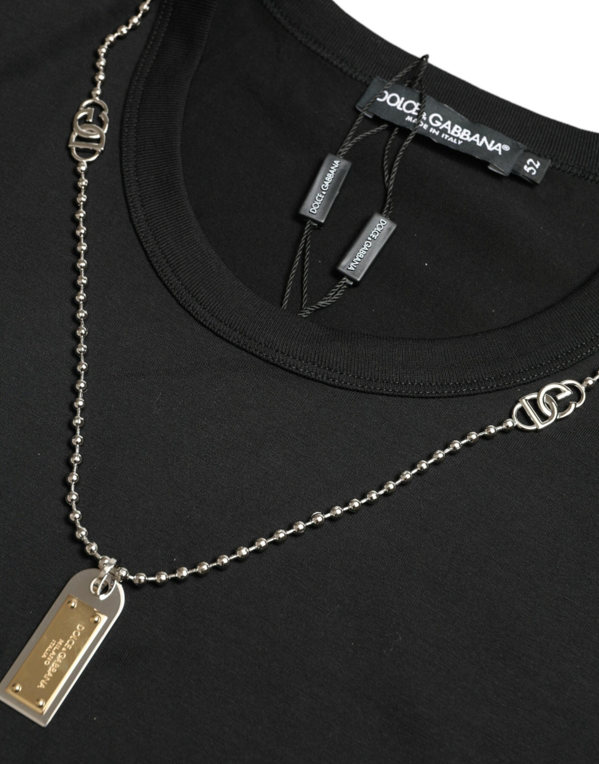 Dolce &amp; Gabbana Sleek Cotton Round Neck T-Shirt with Chain Detail