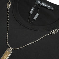 Dolce & Gabbana Sleek Cotton Round Neck T-Shirt with Chain Detail