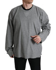 Dolce & Gabbana Elegant Gray Striped Silk Crewneck Pullover