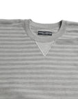 Dolce & Gabbana Elegant Gray Striped Silk Crewneck Pullover