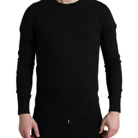 Dolce & Gabbana Elegant Black Cotton Crewneck Pullover Sweater