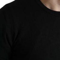 Dolce & Gabbana Elegant Black Cotton Crewneck Pullover Sweater