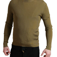 Dolce & Gabbana Army Green Viscose Crew Neck Sweater