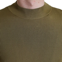 Dolce & Gabbana Army Green Viscose Crew Neck Sweater