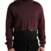 Dolce & Gabbana Maroon Turtleneck Viscose Sweater