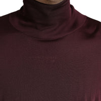 Dolce & Gabbana Maroon Turtleneck Viscose Sweater