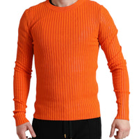 Dolce & Gabbana Sleek Sunset Orange Knitted Pullover Sweater