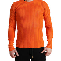 Dolce & Gabbana Sleek Sunset Orange Knitted Pullover Sweater