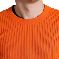 Dolce & Gabbana Sleek Sunset Orange Knitted Pullover Sweater