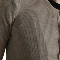 Dolce & Gabbana Elegant Beige Henley Cashmere Sweater