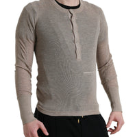 Dolce & Gabbana Elegant Beige Henley Cashmere Sweater