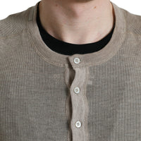 Dolce & Gabbana Elegant Beige Henley Cashmere Sweater