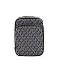 Michael Kors Black Silver PVC Flight Leather North South Chain Crossbody Bag
