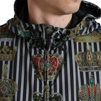 Dolce & Gabbana Chic Black & White Hooded Tech Jacket