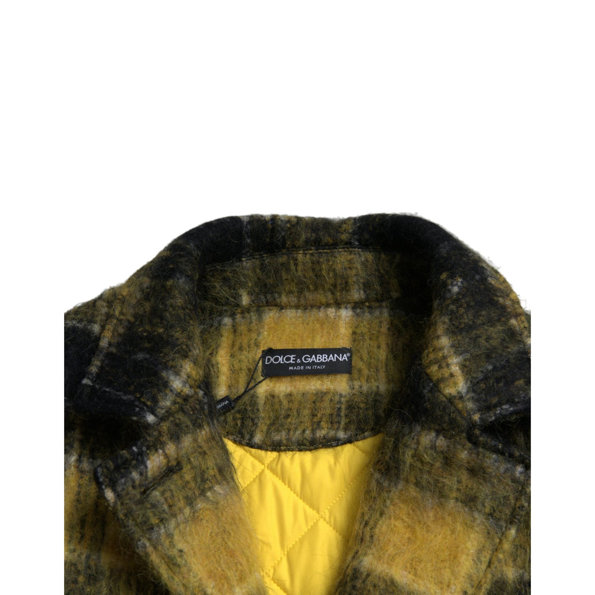 Dolce &amp; Gabbana Chic Plaid Long Coat in Sunshine Yellow