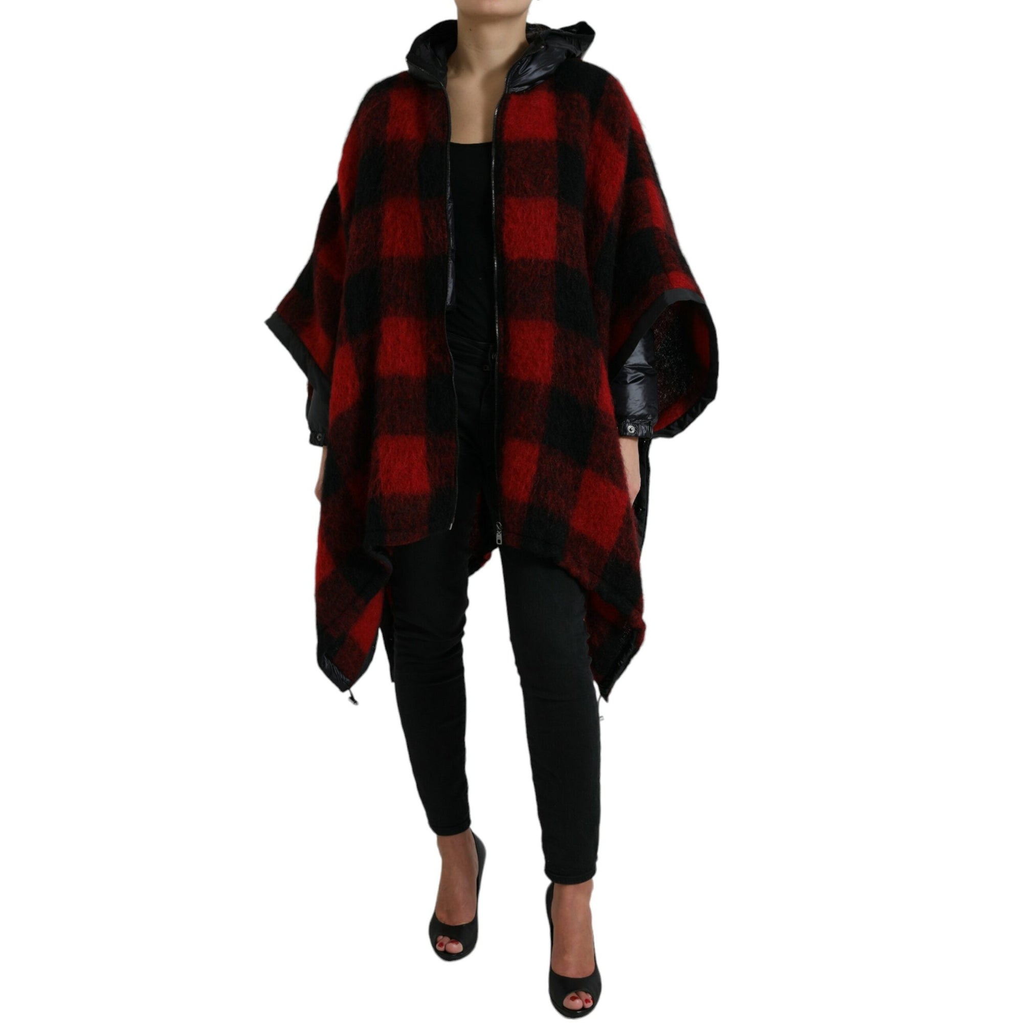 Dolce &amp; Gabbana Elegant Buffalo Check Poncho Jacket
