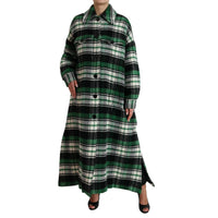 Dolce & Gabbana Elegant Green Plaid Long Coat